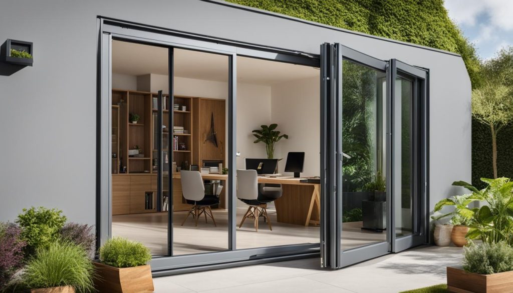 Garden office with bi-fold doors